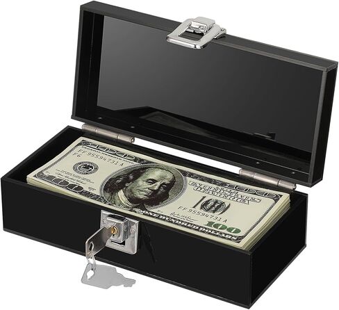 صندوق أكريليك نقدي مع Lock Black Money Holder Organizer Small Money Holder for Bill Coins ، 7 × 3.1 × 2.3 بوصة in Kuwait