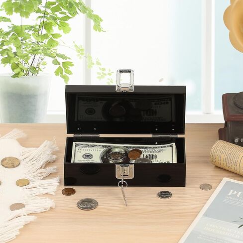 صندوق أكريليك نقدي مع Lock Black Money Holder Organizer Small Money Holder for Bill Coins ، 7 × 3.1 × 2.3 بوصة in Kuwait