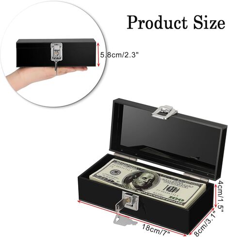 صندوق أكريليك نقدي مع Lock Black Money Holder Organizer Small Money Holder for Bill Coins ، 7 × 3.1 × 2.3 بوصة in Kuwait