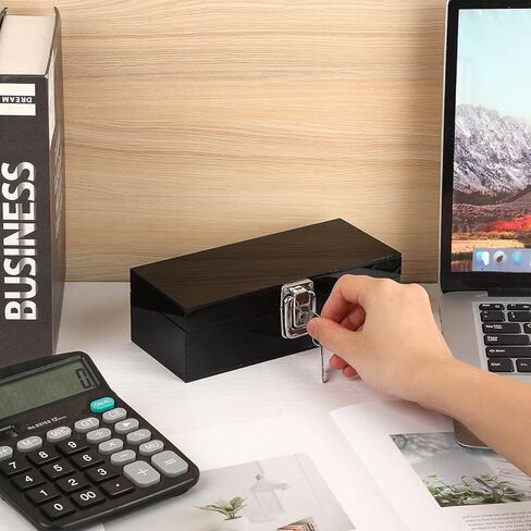 صندوق أكريليك نقدي مع Lock Black Money Holder Organizer Small Money Holder for Bill Coins ، 7 × 3.1 × 2.3 بوصة in Kuwait