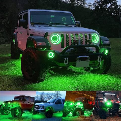 4wdking أضواء الصخور أدى الأبيض، 2 القرون ip68 للماء underbody توهج تريل تلاعب مصباح أدى أضواء النيون لشاحنة جيب قبالة الطريق شاحنة سيارة قارب atv suv دراجة نارية in Kuwait