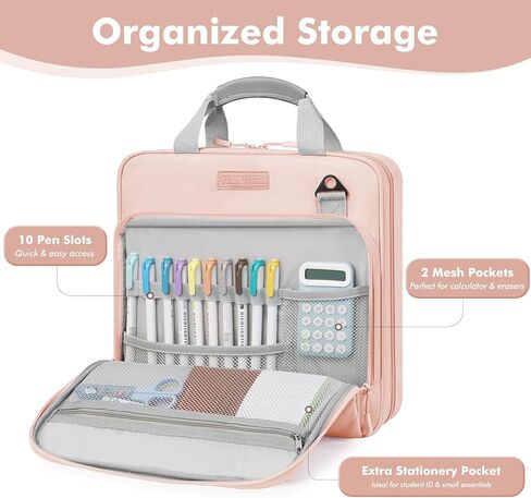 3 رنين السوستة رنين مع حزام الكتف ، متين 500 ورقة سعة 2 بوصة zip up المجلدات ، حقيبة الموثق متعددة الجيب مع السوستة والكتب والكمبيوتر المحمول لطلاب المدارس والمكاتب in Kuwait