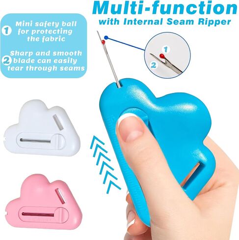 Magnetic Seam Guide for Sewing Machine with Seam Ripper, Upgraded Multifunctional Polygonal Hemmer Guide with Scale, Stitch Remover Tool, Universal Sewing & Quilting Accessories Supplies (Blue) in Saudi Arabia