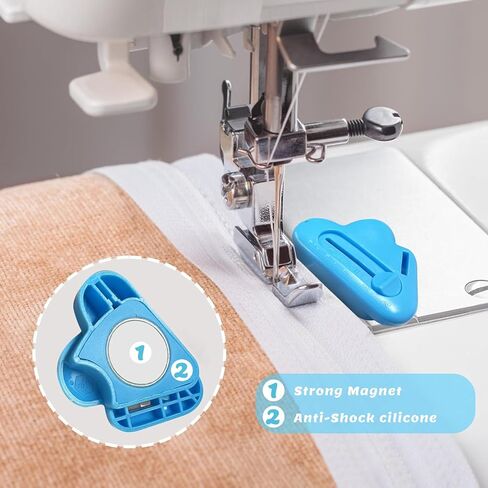 Magnetic Seam Guide for Sewing Machine with Seam Ripper, Upgraded Multifunctional Polygonal Hemmer Guide with Scale, Stitch Remover Tool, Universal Sewing & Quilting Accessories Supplies (Blue) in Saudi Arabia