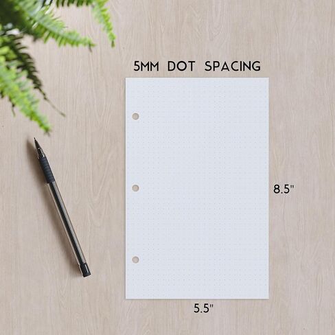 Half Letter 3-Hole Punched Dot Grid Paper, 200 Sheets, 120 GSM, 5.5 x 8.5 inch, Dotted Paper Planner Refill Inserts for Mini-Binders and 3-Ring Half Letter Binders in Saudi Arabia