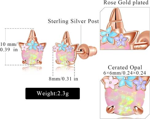 Lasidor Womens 925 Sterling Silver Post White Fire Opal Stud Earrings 14K Gold Plated Cute Animal Earrings Hypoallergenic Stud Earrings for Teen Girls Sensitive Ears in Saudi Arabia