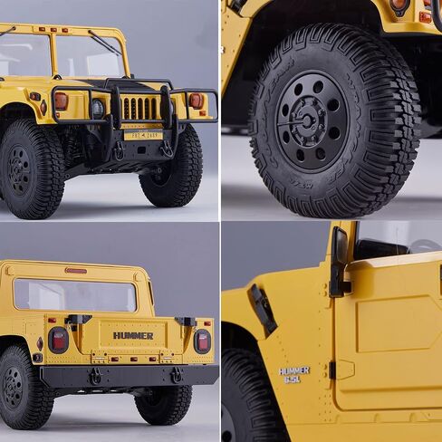 EAZYRC X FMS 1/12 GM Hummer H1 Military RC Truck with Officially Licensed, 8+KM/h 2WD 4WD 3 Speed Transmission All Terrain Model Car with 2.4 Ghz 7CH Remote Control,Led Light (No Battery) (Yellow) in Saudi Arabia