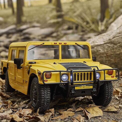 EAZYRC X FMS 1/12 GM Hummer H1 Military RC Truck with Officially Licensed, 8+KM/h 2WD 4WD 3 Speed Transmission All Terrain Model Car with 2.4 Ghz 7CH Remote Control,Led Light (No Battery) (Yellow) in Saudi Arabia