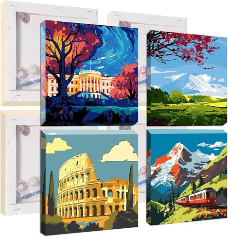 Qukle Framed Animals Paint by Numbers for Kids Age 8-12, 4Pack Colorful Dog Cat Painting by Numbers Kits Adults Boys Girls, Painting on Canvas DIY Acrylic Arts for Home Decor 20x20cm in Saudi Arabia