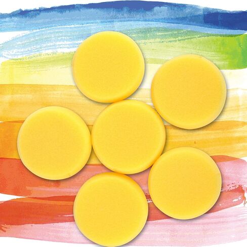 eZAKKA 6 PCS Round Painting Sponge 3 Inch Yellow Artist Sponges Craft Clay Sponge Watercolor Sponges Compatible with Pottery Ceramics Art Crafts in Saudi Arabia