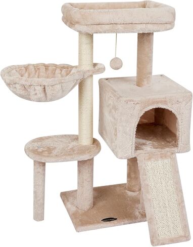 FISH&NAP Cute Cat Tree Kitten Cat Tower for Indoor Cat Condo Sisal Scratching Posts with Jump Platform Cat Furniture Activity Center Play House Beige in Saudi Arabia