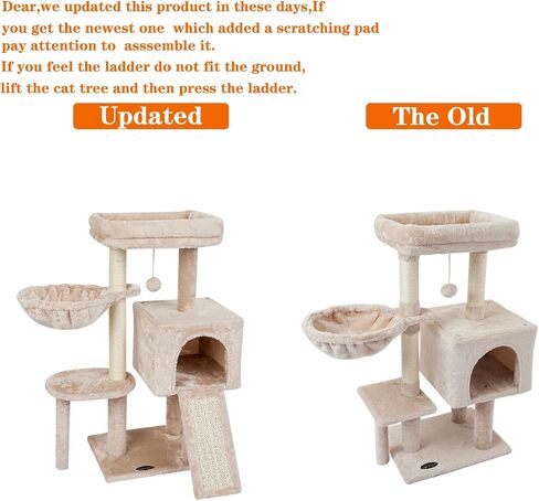 FISH&NAP Cute Cat Tree Kitten Cat Tower for Indoor Cat Condo Sisal Scratching Posts with Jump Platform Cat Furniture Activity Center Play House Beige in Saudi Arabia