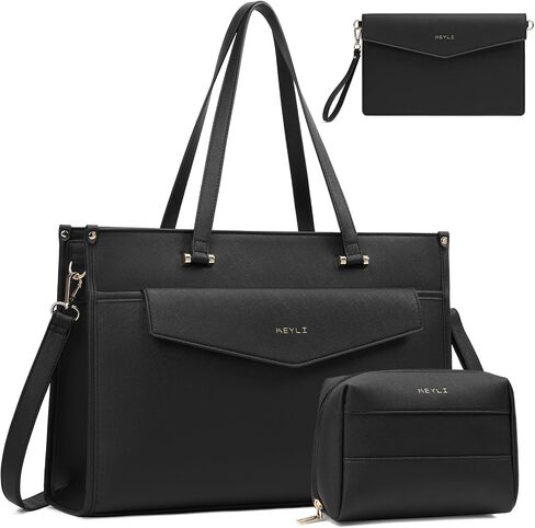 Keyli 3pcs Laptop Bag for Women 15.6 Inch Leather Work Tote Bags Professional Business Office Computer Shoulder Briefcase in Saudi Arabia