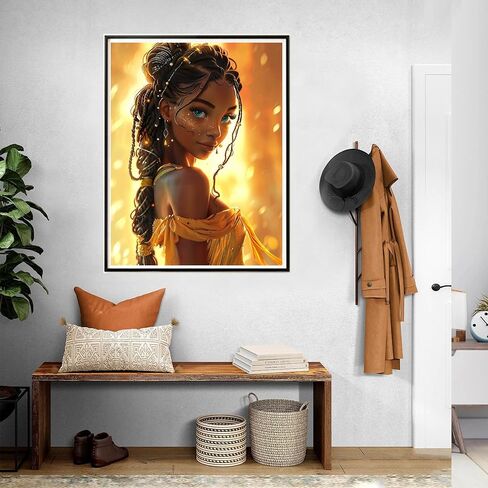 SKRYUIE Paint by Numbers African Woman for Adults, Acrylic Oil Painting by Numbers Kits African American for Beginner with Paintbrushes Brushes Paintwork Art Crafts Canvas for Home Decor 16x20 inch in Kuwait