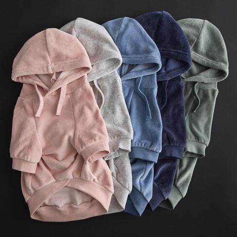 Velour Dog Pet Hoodie Coat for Small, Medium and Large Dogs, Sage, X-Large in Kuwait