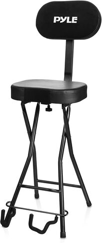 Pyle Seat with Padded Cushion-Heavy-Duty Ergonomic Backrest w/Fold Stand, Foot Rest, Collapsible Design, Holds Acoustic, Electric & Bass Guitars, 300 Lbs Max Load Capacity PYG60 in Saudi Arabia