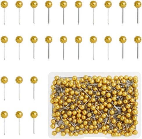 200 Pieces Map Push Pins, Small Round Head Marking Pins, Round Head Push Pin with Point Retro Metallic Color Beads Head Marking Pin (Gold) in Saudi Arabia