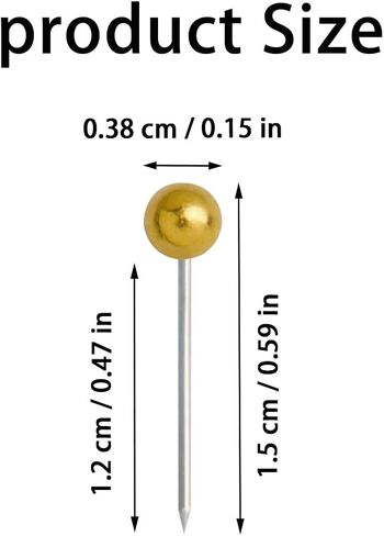 200 Pieces Map Push Pins, Small Round Head Marking Pins, Round Head Push Pin with Point Retro Metallic Color Beads Head Marking Pin (Gold) in Saudi Arabia