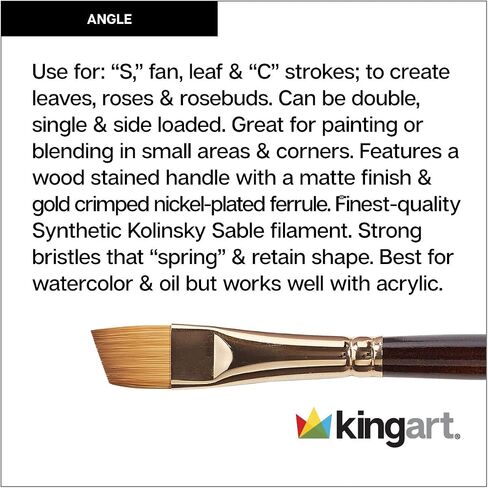 KINGART Premium Finesse 8400-5/8 Angular Shader Series Artist Brush, Synthetic Kolinsky Sable Hair, Short Handle, for Watercolor and Oil Paints, Size 5/8" in Saudi Arabia