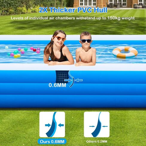 Large Inflatable Pool with Pump for Adults - 130'' x 72'' x 22'', Extra Large Thickened 0.6mm Blow Up Pool for Family, Oversize Swimming Pool for Water Party Backyard Lawn Outdoor Summer in Saudi Arabia