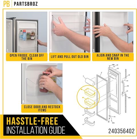 PartsBroz 240356402 Refrigerator Upper Door Bin Shelf Replacement FFSS2615TS0 FGHS2631PF4A FFSS2625TS0 LFSS2612TE0 LFSS2612TF0 FFSS2615TE0 FFSS2615TS5 LGHX2636TFB FGSS2635TF1 LGHX2636TF0 LFSS2612TF2 in Saudi Arabia