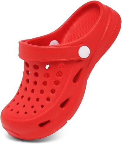 أحذية مائية للأطفال الصغار من الأولاد والبنات، أحذية مائية سهلة الارتداء، صنادل للأطفال للاستخدام الداخلي والخارجي باللون الأحمر للأطفال الصغار من سن 10 إلى 11 عامًا in Kuwait