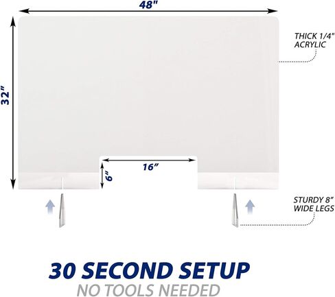 Signhero Sneeze Guard | كبير ، قوي ، درع شبكي أكريليك | الولايات المتحدة الأمريكية ، الإعداد 30 ثانية | حاجز plexiglass للعداد ، الاستقبال ، المدرسة ، المكتب (أحجام متعددة) in Kuwait