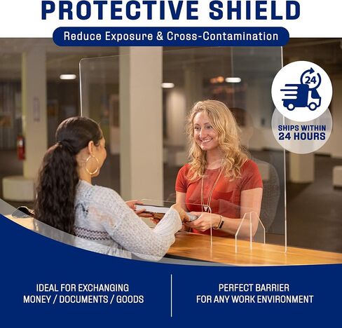 Signhero Sneeze Guard | كبير ، قوي ، درع شبكي أكريليك | الولايات المتحدة الأمريكية ، الإعداد 30 ثانية | حاجز plexiglass للعداد ، الاستقبال ، المدرسة ، المكتب (أحجام متعددة) in Kuwait