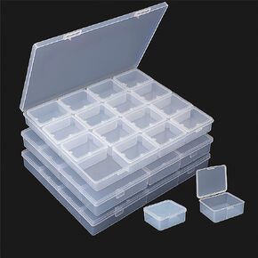 Large Bead Storage Box - 48 Grids Clear Organizer, 3 Pack,Portable for Jewelry,Diamonds,Hardware,Craft Accessories Grid Plastic Box,Oil Painting Color Palette,Ring Earring Storage Box