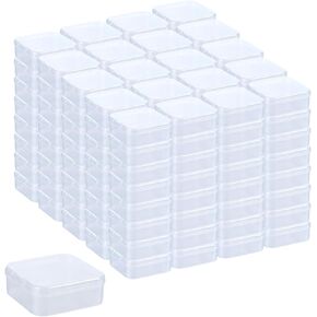 100 Pcs 2.2 x 2.2 x 0.8 Inch Small Clear Storage Box - Small Plastic Containers with Hinged Lids, Clear Plastic Boxes Mini Square Storage Case for Jewelry, Bracelet, Beads, DIY Craft Organizer