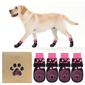 KOOLTAIL Anti Slip Dog Socks to Prevent Licking Paws,Dog Shoes for Hot/Cold Pavement & Hardwood Floors,Traction Control Dog Boots&Paw Protector Grippy Booties for Small Medium Large Senior Dogs, M