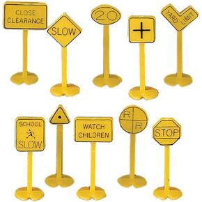 Bachmann Trains - Scenery Accessories - RAILROAD & STREET SIGNS (24 pcs) - HO Scale