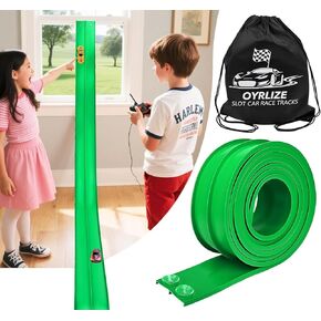15FT Flexible Race Car Track for Kids Toy with Suction Cup Compatible with Hot Wheel,Matchbox,Maisto,Monster Diecast 1/64th Car Flex Track Long Roll Up Portable Racetrack Travel for Boys Girls Age 3+