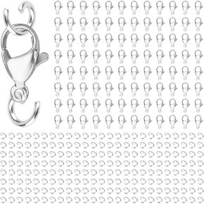 300pcs مشابك مخلب جراد البحر من الفولاذ المقاوم للصدأ وخواتم القفز المفتوحة مجموعة لقلادة/سوار من صنع المجوهر
