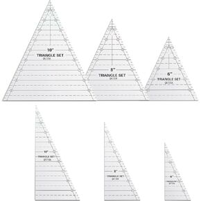 6 Set Tall Triangle Quilting Rulers for Quilting Templates 6 8 10 Inch Wedge Triangle Quilting Rulers and Templates, Sewing Templates for Sewing Cut Measurement DIY Craft Quilting Tools