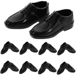 TOYANDONA 10pairs Miniature Black Shoes for Dolls Elegant Prince Style Dress up Shoes for Scale Male Dolls for Dollhouse Decor and Micro Landscape Ornaments