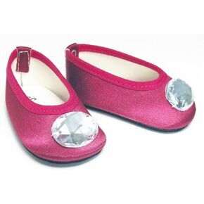 Sophia's - 18" Doll - Jeweled Toe Satin Ballet Flat - Berry