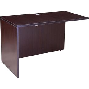 Reversible Return Desk Mocha Modular Extension Office Desk Shells and Credenzas Space Saving L Shaped Workstation Laminate Surface Executive Computer Table with Privacy Panel Cable Grommets