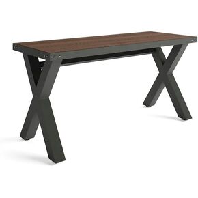 nbf signature series Rivet Credenza - 72" W x 24" D Weathered Oak Top/Charcoal Base - Heavy Duty Chair, Sturdy Industrial Loft Chair, Ideal for Office and Home Spaces
