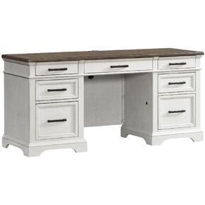 Intercon Drake Home Office 66" Wide Credenza, Rustic White & French Oak Furniture