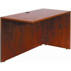 Reversible Return Desk Mahogany Finish Modular Workstation Extension Connects Office Desk Shells Credenzas Durable Laminate L Shaped Computer Table Executive Home Office with Privacy Panel
