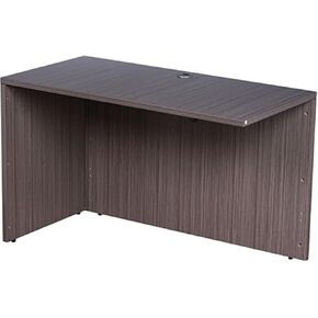 Driftwood Office Desk Shell Credenza Set Modular Executive Workstation L Shaped Desk Durable Laminate Finish Integrated Cable Grommets Privacy Panels Commercial Grade Home Office Furniture