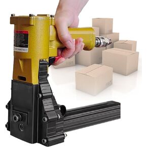 Automatic Carton Packing Staple Tool, Pneumatic Handheld Box Sealer Machine for 15mm-18mm/22mm Nails, Industrial Carton Closer (22mm)