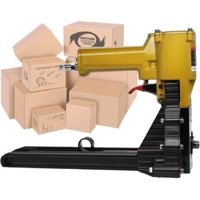 Carton Stapler Machine, Pneumatic Handheld Box Sealing Tool, Automatic Packing Closer, for Shipping Cartons (15to18mm)