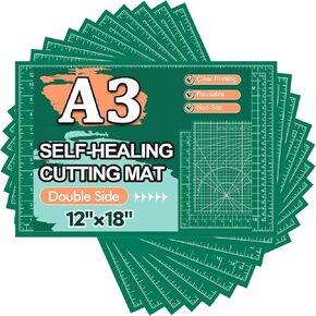 10 Pcs Self Healing Cutting Mat Bulk, 12"×18" Rotary Cutting Mats for Crafts, A3 Sewing Boards for Fabric Quilting Scrapbooking Precision Cutting Double Sided 5-Ply