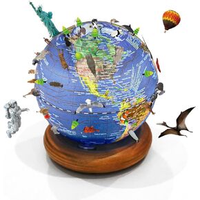 INKLAB 5" Mini Smart World Globe for Children, Interactive AR Educational Toys, 720° Rotation, with Touch-Control Night Light, Magnifiers and Stand, STEM Preschool Learning Gifts for Kids Ages 4-10