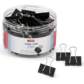 50Pcs Binder Clips Medium, Standard Medium Clips 1-1/4 Inch, Paper Clamps Clips for Office Supplies, Black, Paper Clamps for Document Clamp, File, Wide Metallic, School and Home Supplies