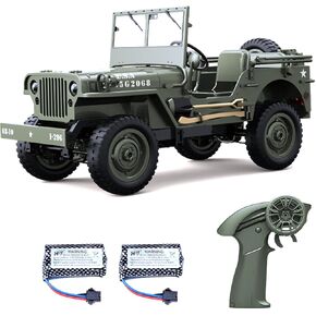 HXBER Car, 2.4Ghz 4WD Off Road Rock Crawler Vehicle with Lights, 1:10 All Terrain Electric with 3 Rechargeable Batteries for Adult Boy