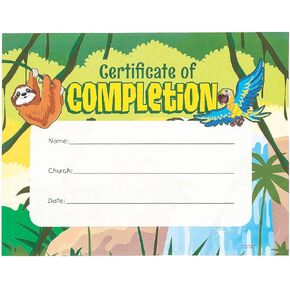 Fun Express RAINFOREST CERT OF COMPLETION - Stationery - VBS Vacation Bible School Supplies/Decor- 25 Pieces