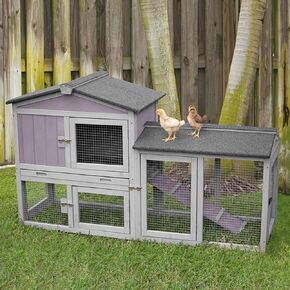Aivituvin Chicken Coop Outdoor Rabbit Hutch Expandable Indoor Cage for Bunny, Small Chicken, Quail, Duck 57" L